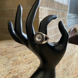 silver and black statement fashion ring